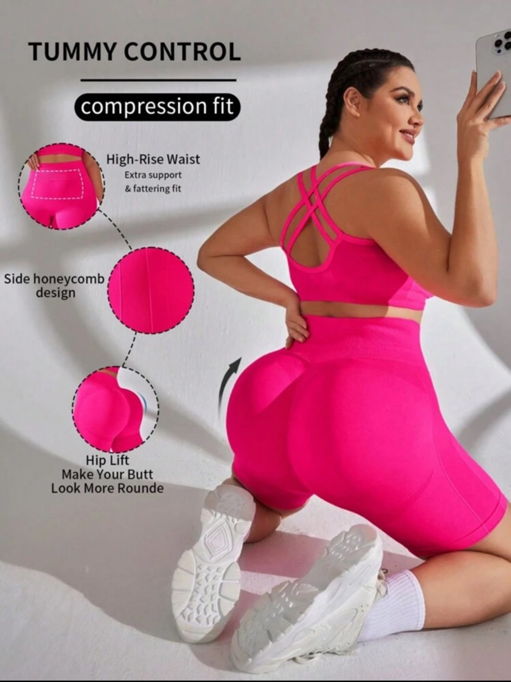 Butt scrunch Vibrant Pink Women's bike Shorts